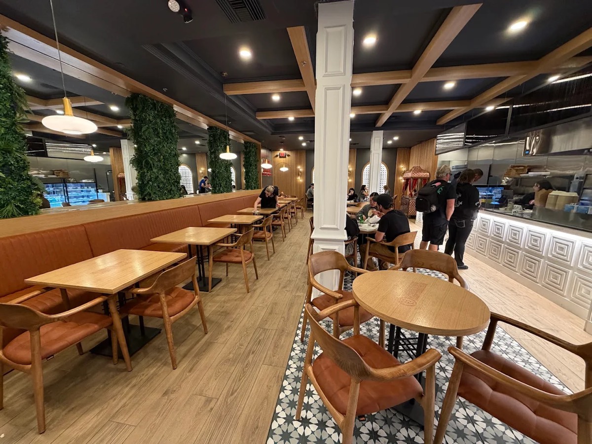 Dining room with living green walls at Istanbul Mediterranean 2 on Fremont Street