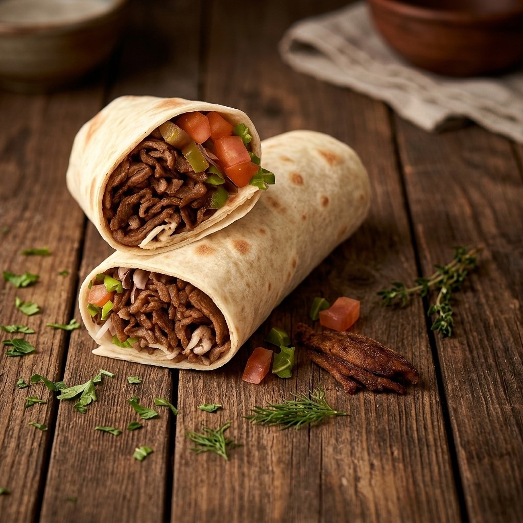 Doner rolled in lavash wrap