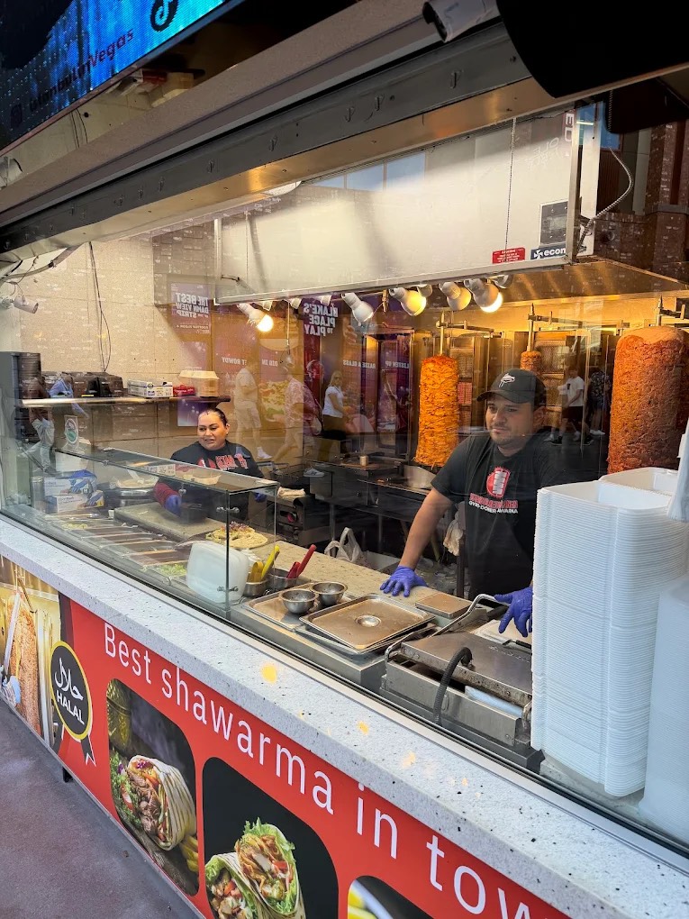 Doner spits and the order counter on the Strip