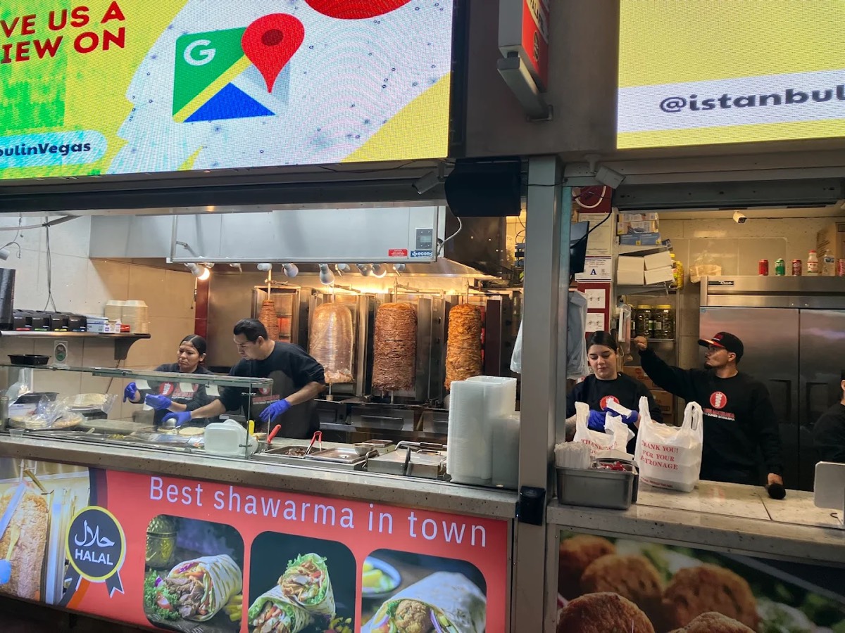 Istanbul Mediterranean counter with doner spits on the Las Vegas Strip